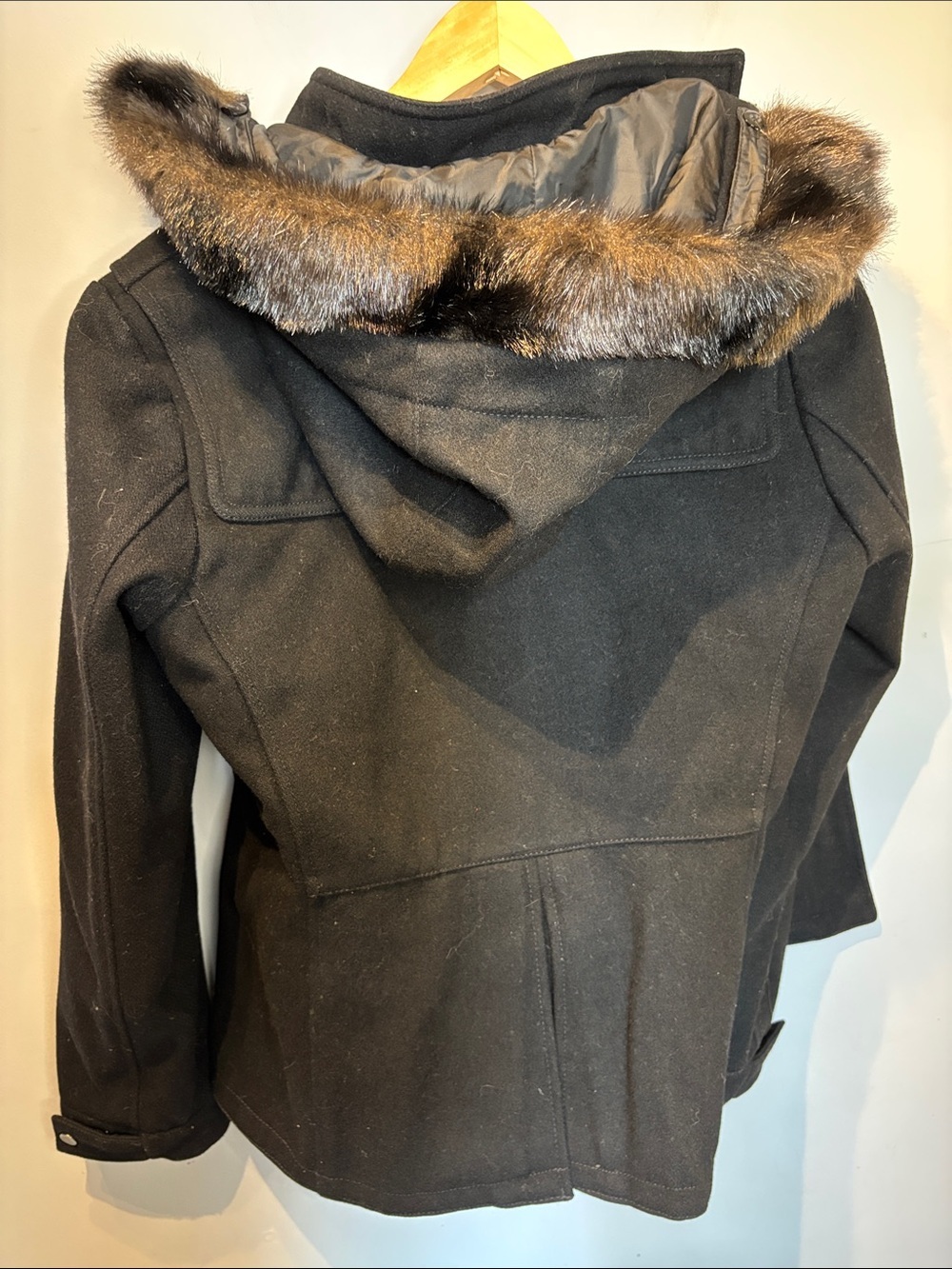 Zara Black Wool Blend Duffle Coat with Removable Hood - Picture 3 of 11